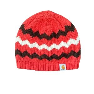 Carhartt Beanie Red Zigzag Design Onesize Outdoors Casual Punk